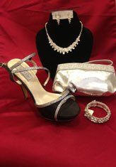 dress shoe, necklace and purse