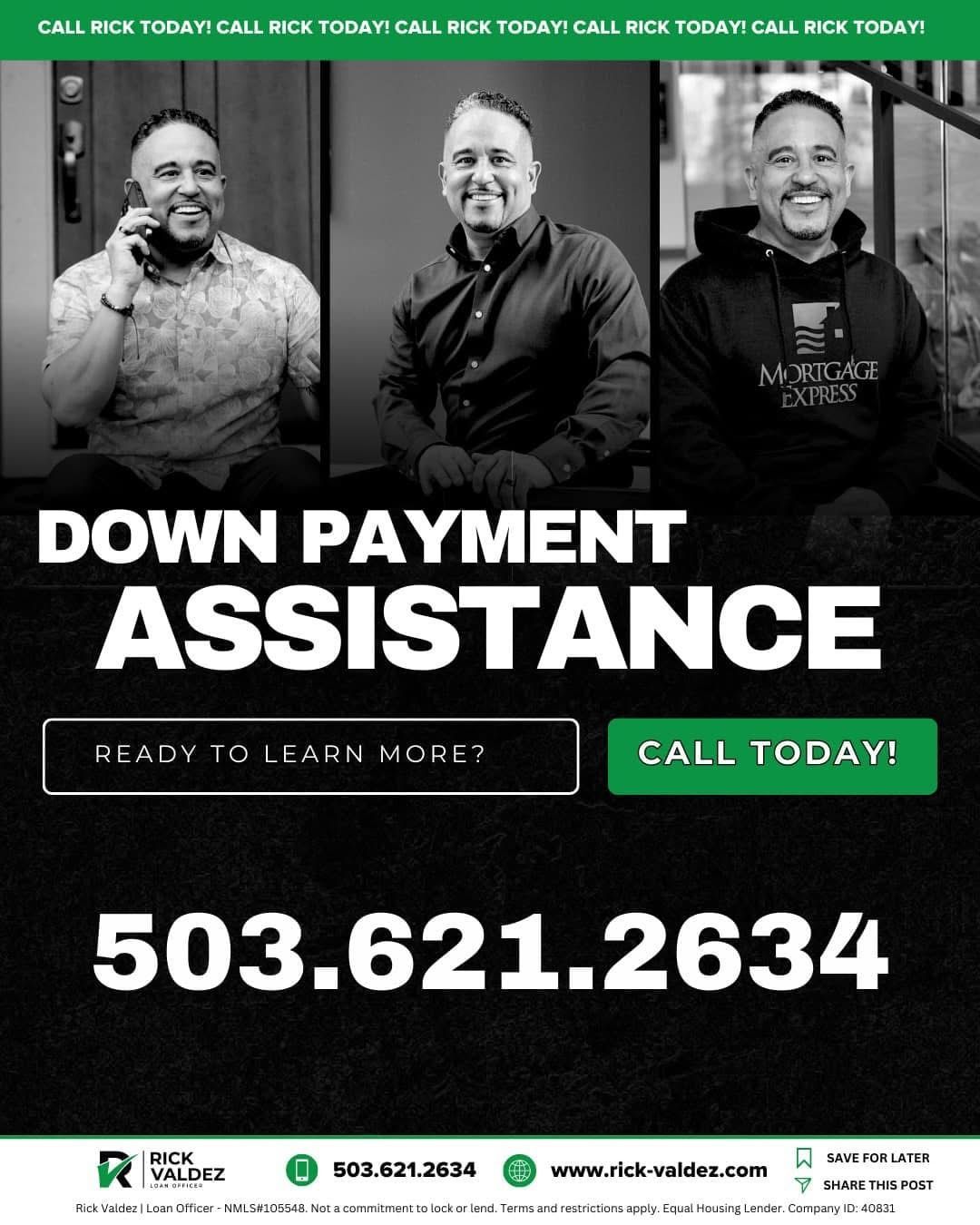 A man is talking on a cell phone in a down payment assistance advertisement.