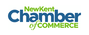 New Kent Chamber of Commerce logo in blue and green text on a white background.