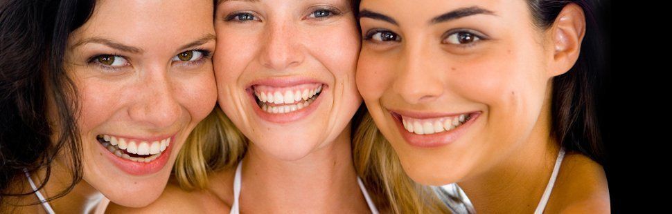 Close friends smiling with beautiful teeth
