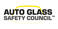 Logo for Auto Glass Safety Council; black text inside a yellow rounded rectangle on a white background.