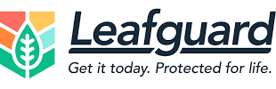 Leafguard logo with a colorful design and text 