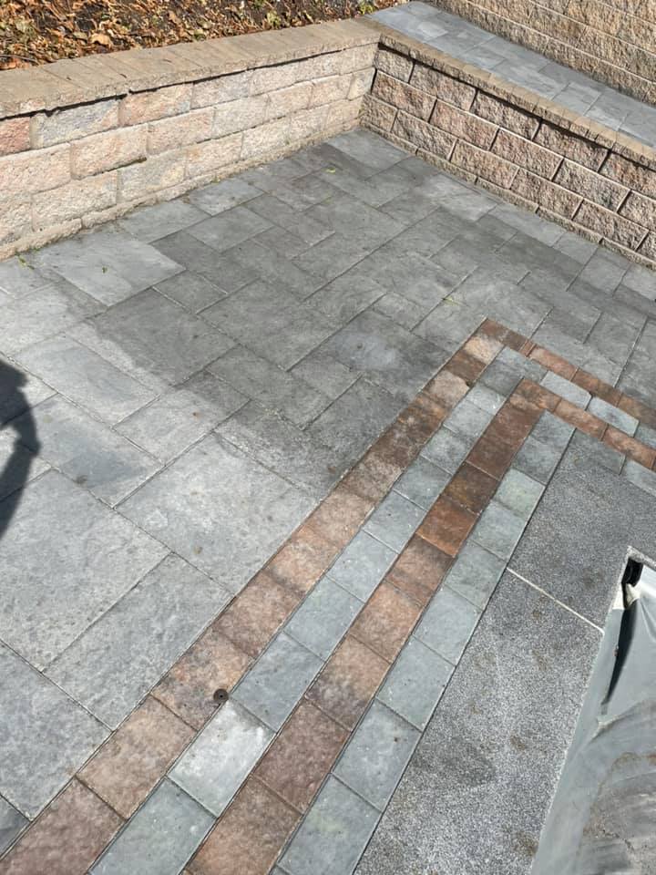 Patio power wash, paver patio, patio restoration, patio power wash