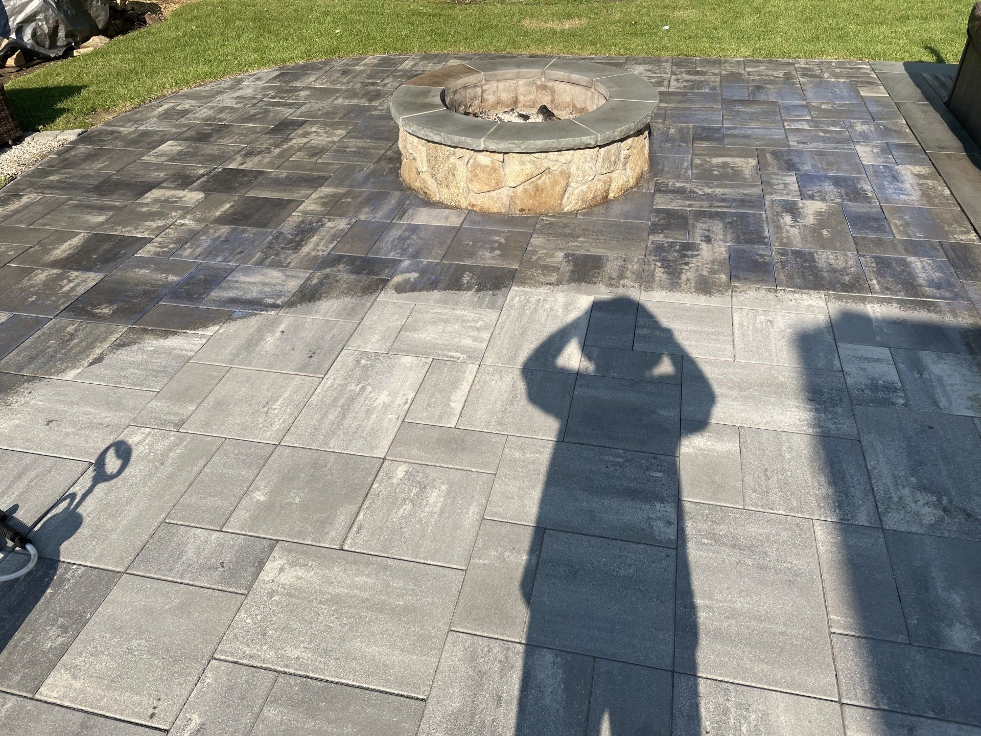 Power washing, patio wash, patio restoration, before and after, patio clean, paver patio