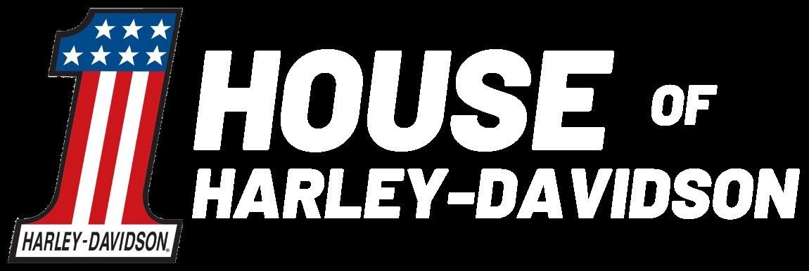 The logo for the House of Harley-Davidson has an american flag on it.