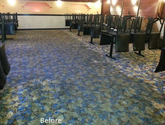 A before picture of a restaurant with tables and chairs