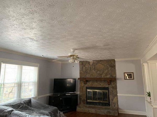 Stone tile fireplace