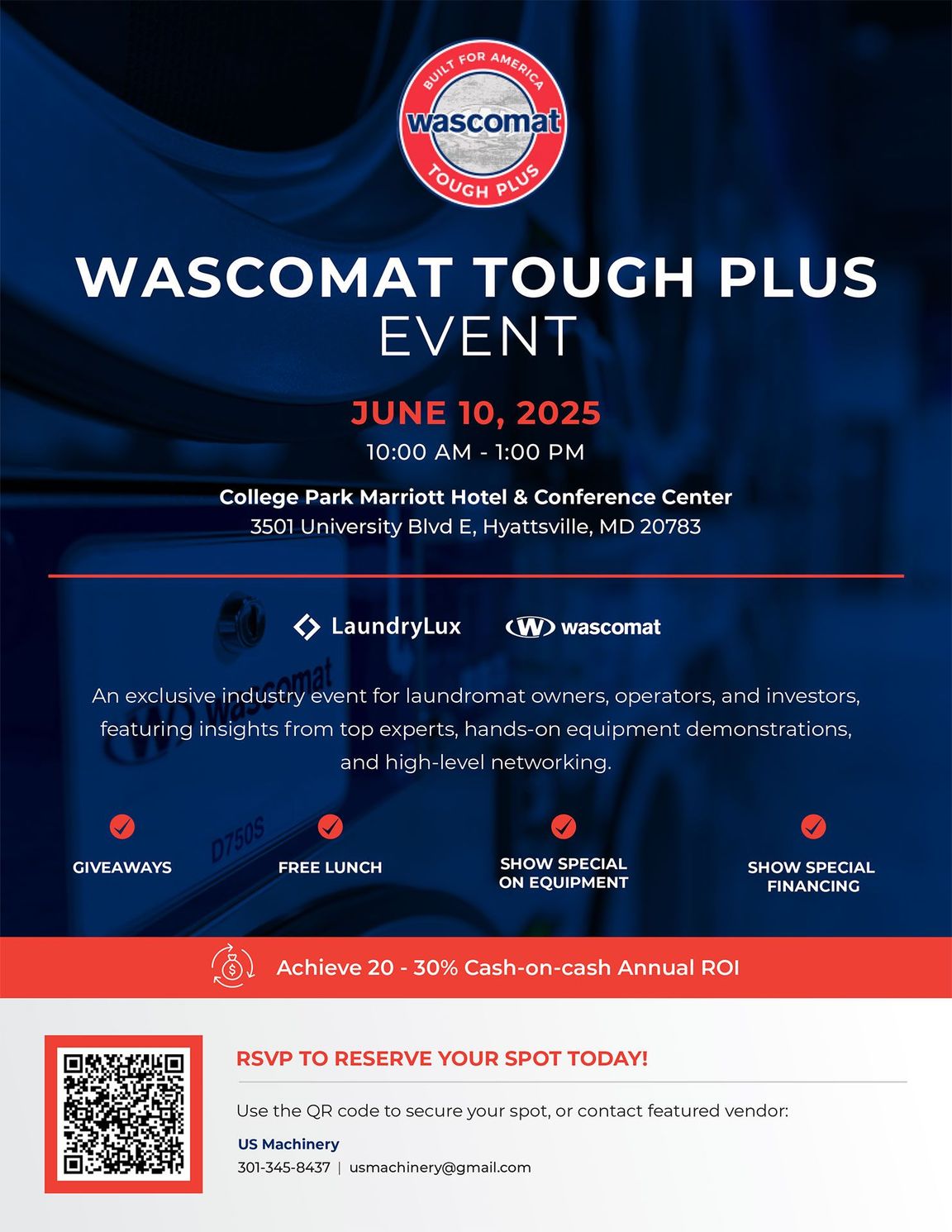 A poster for a wascomat tough plus event.