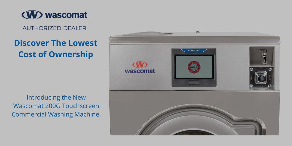 An advertisement for a wascomat washing machine that says discover the lowest cost of ownership
