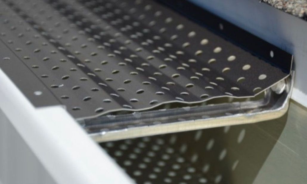 Close-up of a seamless gutter.