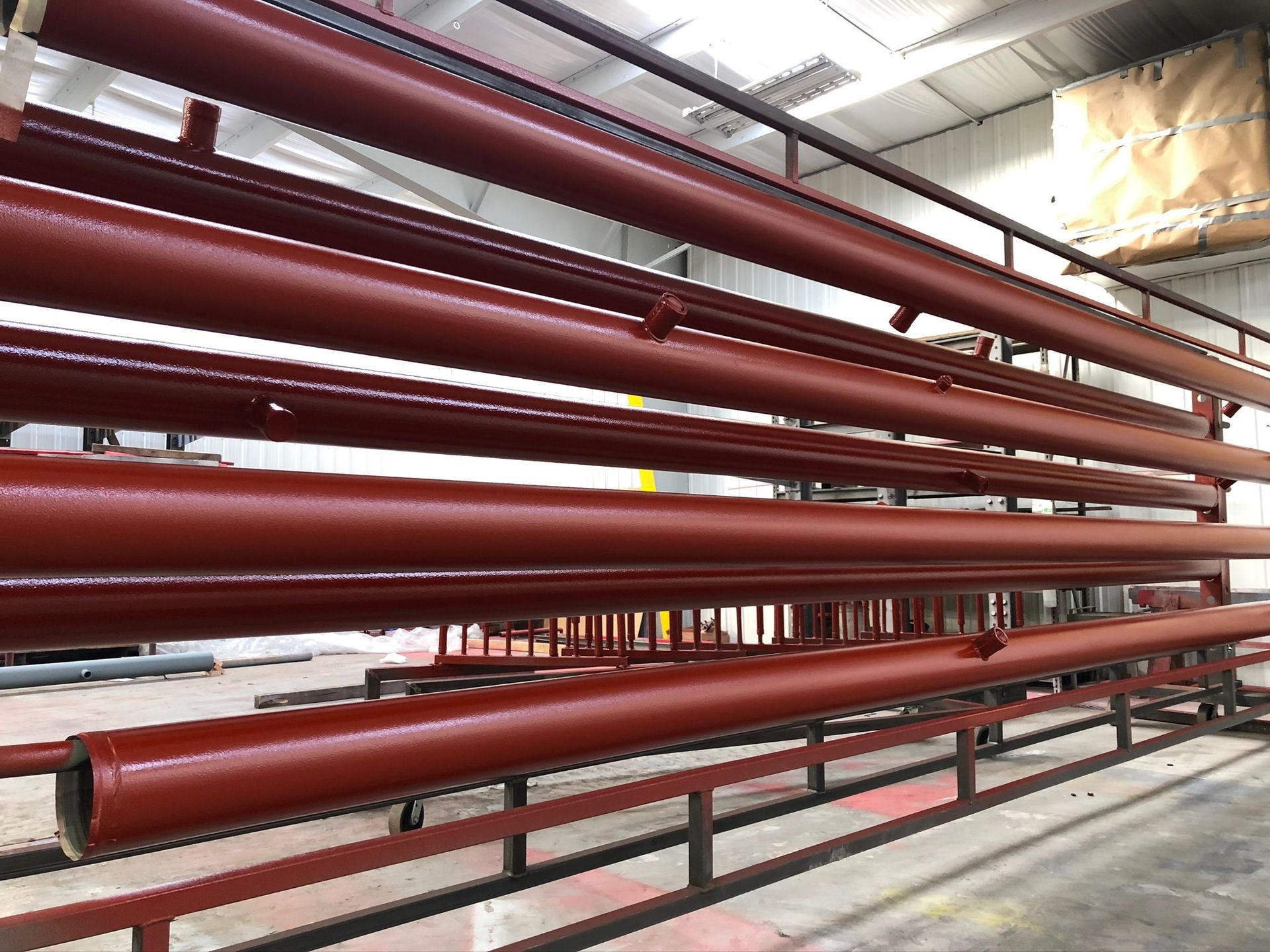 Pipes painted with red color