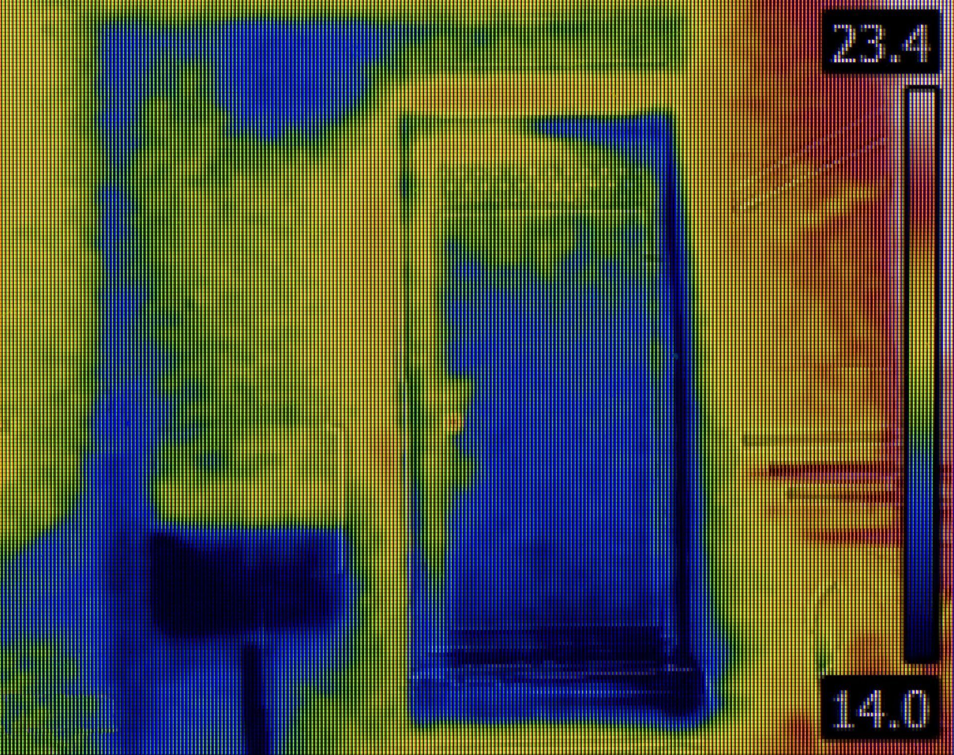 a thermal image of a door with a thermometer on it