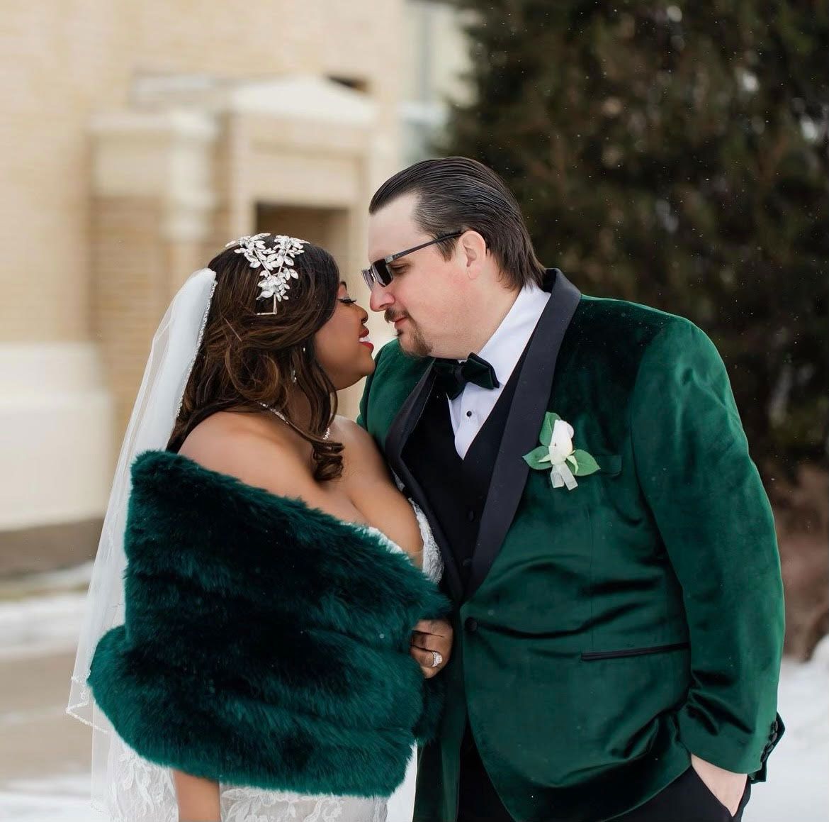 Bride and Groom in green motif