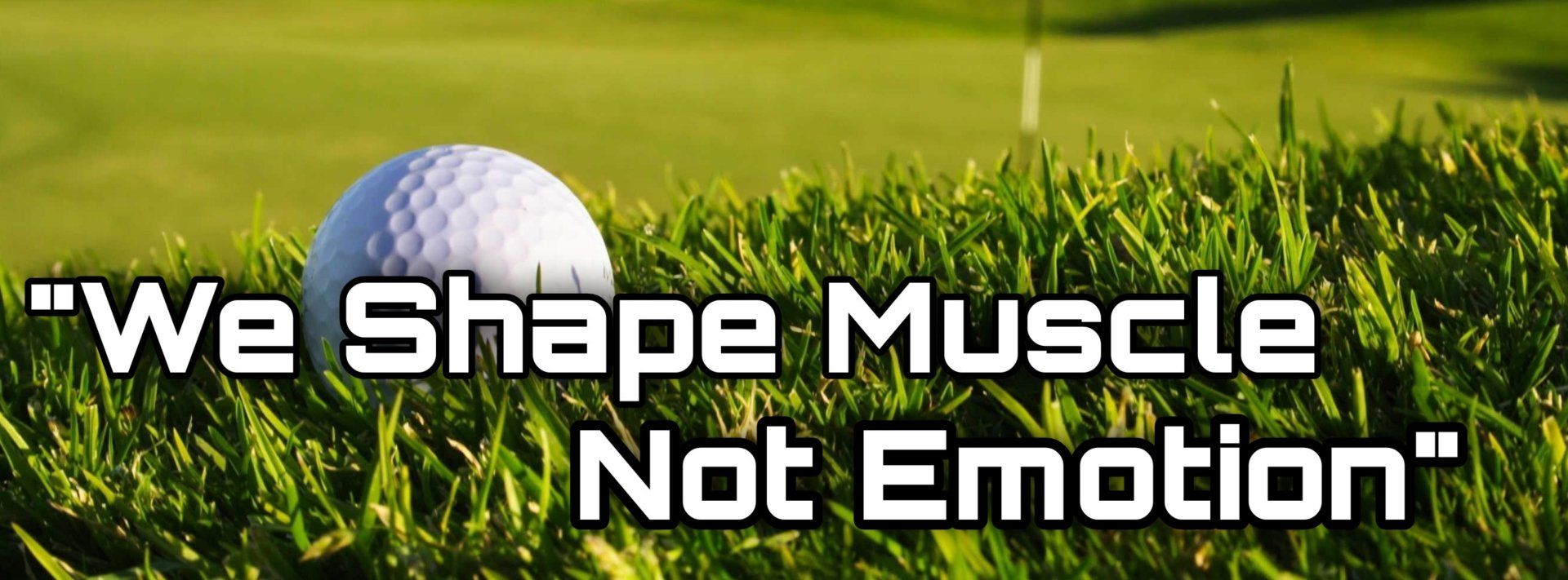 Golf ball on grass with a text