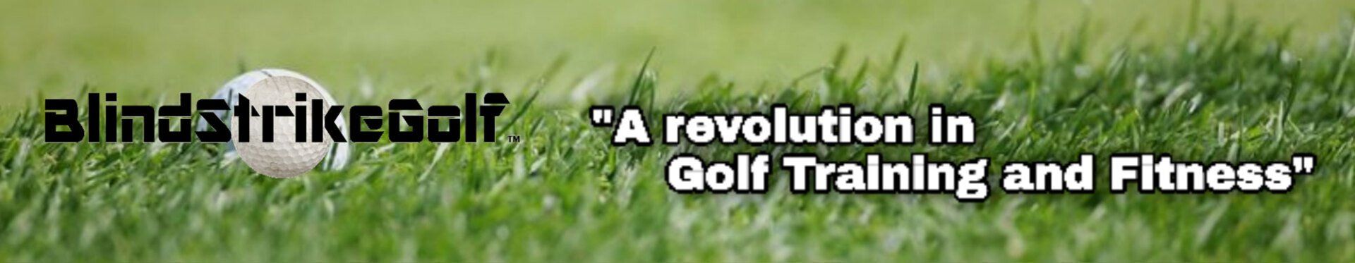 BlindStrikeGolf logo with golf ball in grass and slogan