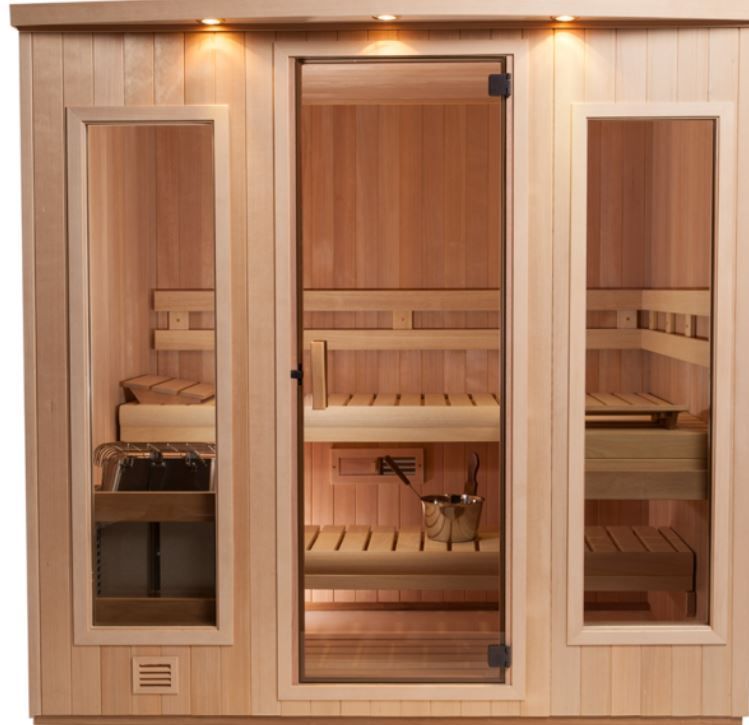 Sauna with custom panels