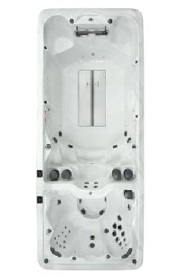 an aerial view of swim spa model DM8 on a white background