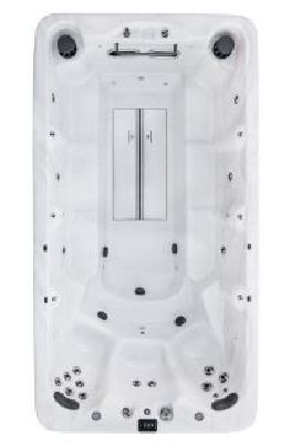 an aerial view of swim spa model MB4 on a white background