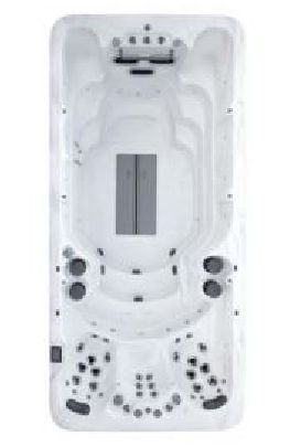 an aerial view of swim spa model MX6 on a white background