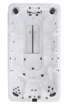 an aerial view of swim spa model RB4 on a white background