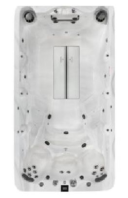 an aerial view of swim spa model RL4 on a white background
