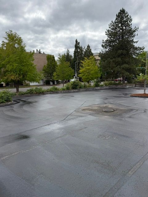 Wet empty parking lot