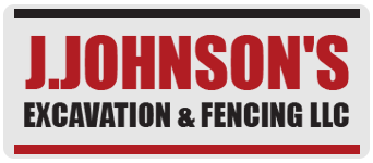 J. Johnson&rsquo;s Excavation & Fencing LLC logo in red and black with gray border