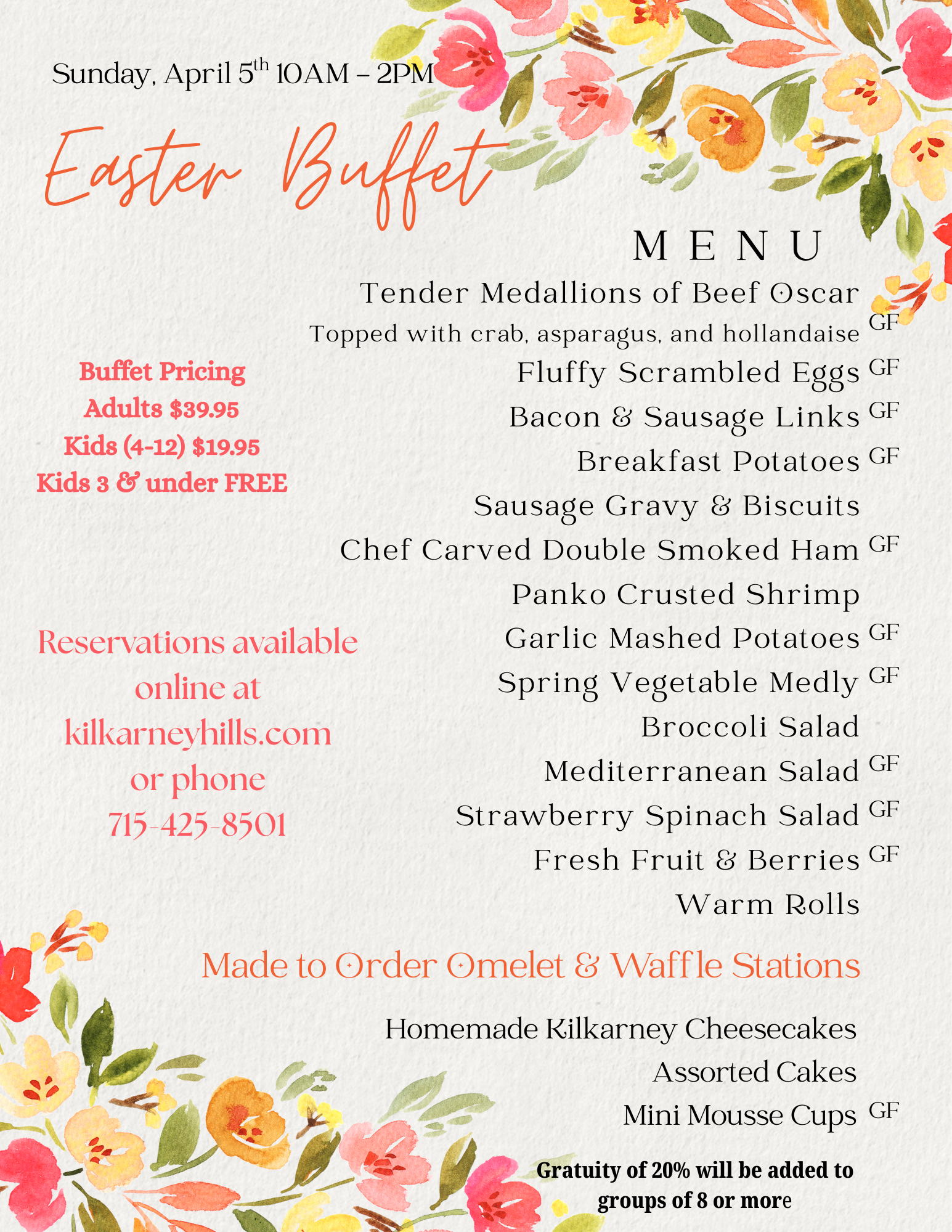 Easter Buffet Menu