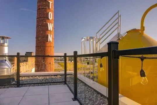 Rooftop with a brick chimney labeled 