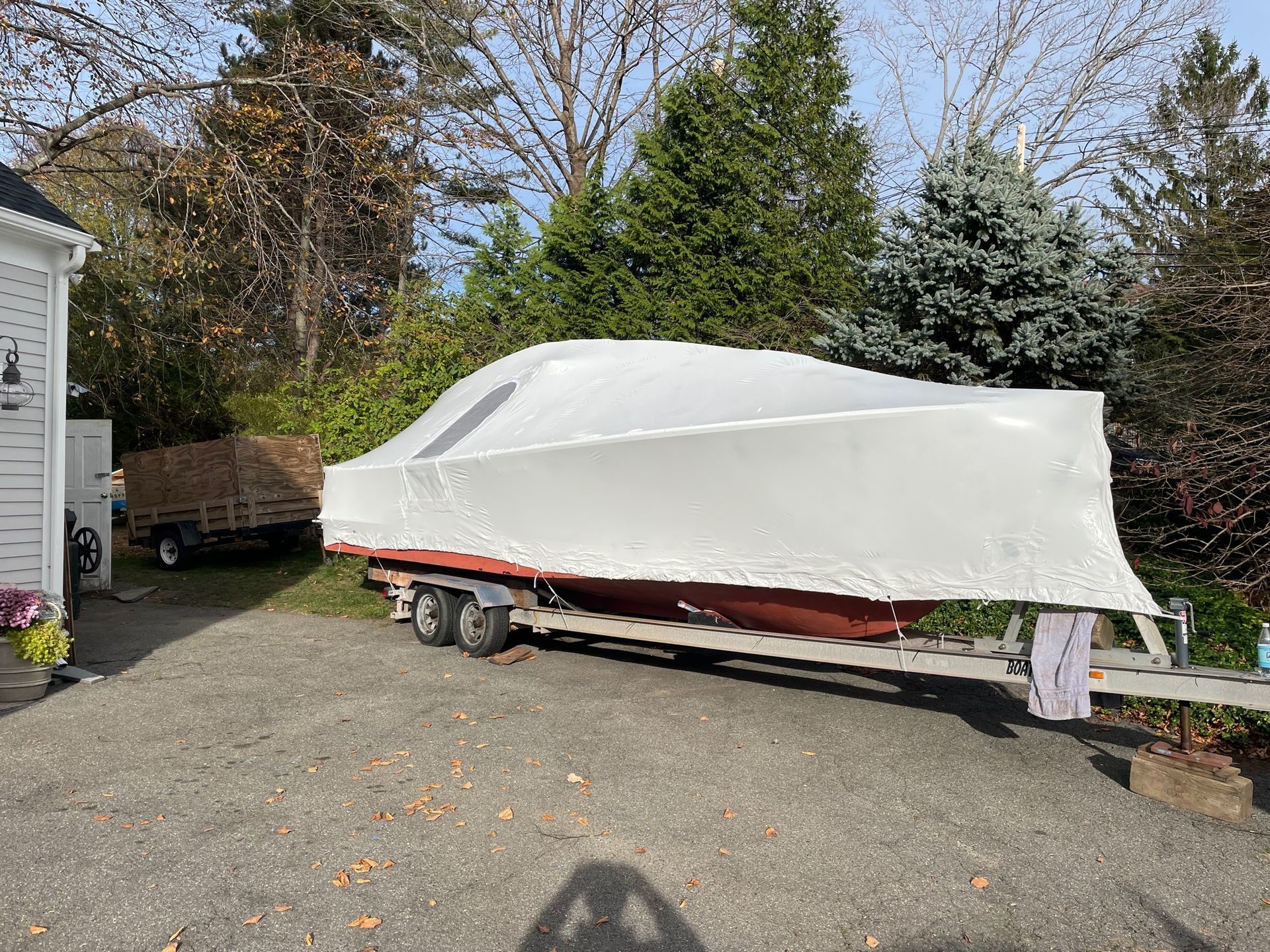 Boat shrink wrapping