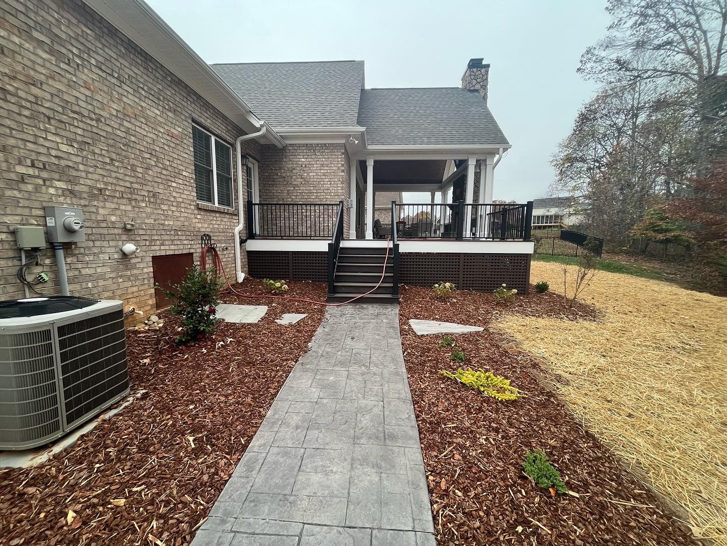 mulch and walkway