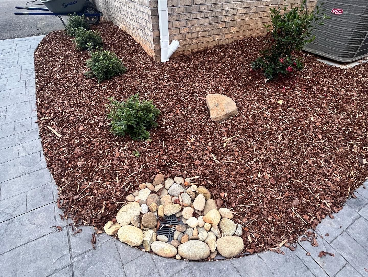 close up of mulch installation
