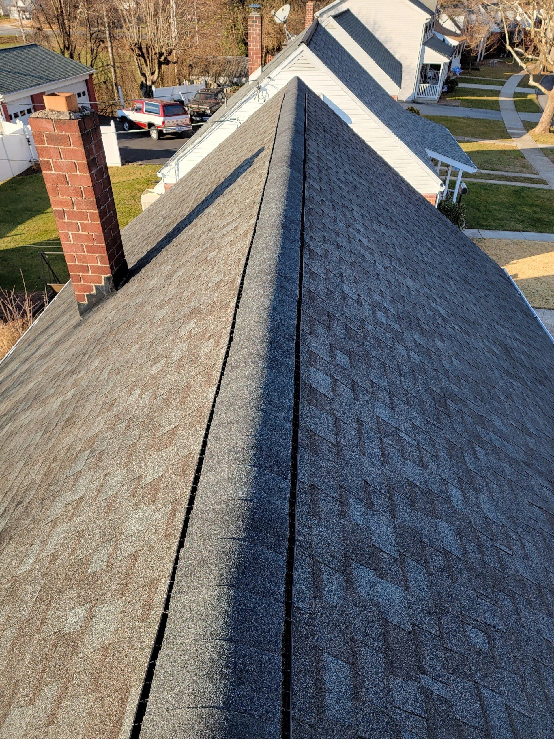 Shingle roof with chimney