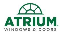 Atrium Windows & Doors logo in green with stylized window icon