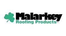 Malarkey Roofing Products logo with a green clover icon and black-and-green text