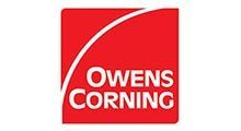 Owens Corning logo in white on a red square background
