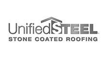 Unified Steel Stone Coated Roofing logo in gray and black text