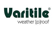 Varitile weatherproof logo in dark green and black text on a white background