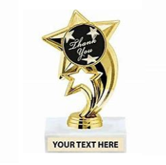 Golden star-shaped trophy with 