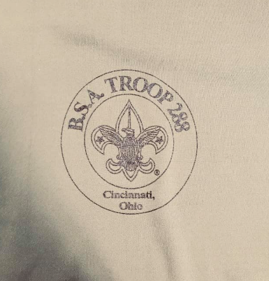 B.S.A. Troop 288 logo: circular emblem with fleur-de-lis, eagle, text 