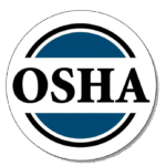 The circular blue and white OSHA logo with the text 
