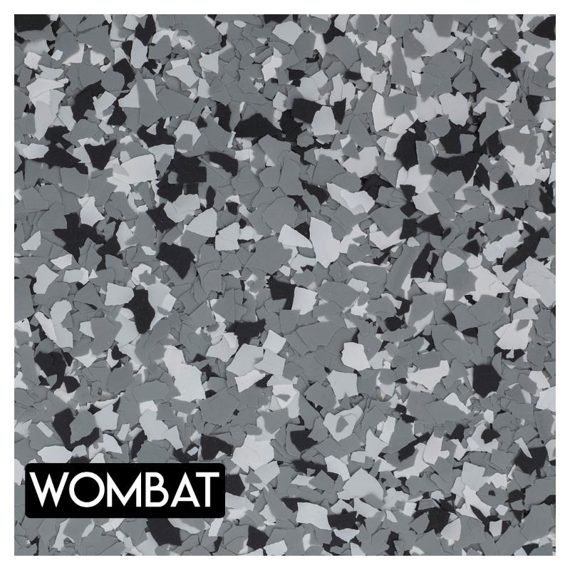 A gray and black camouflage pattern with the word wombat on the bottom