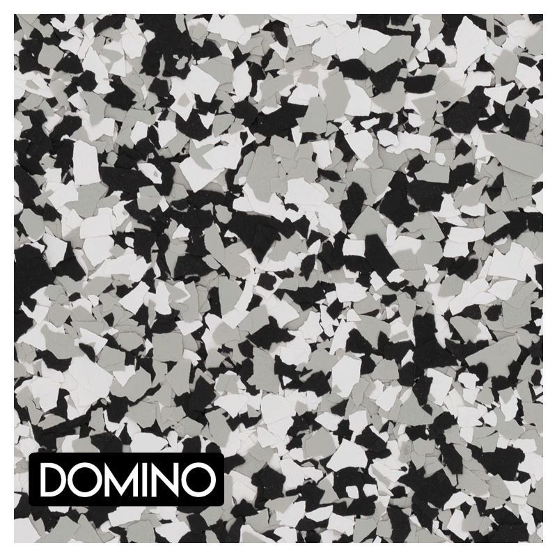 A black and white camouflage pattern with the word domino on the bottom.