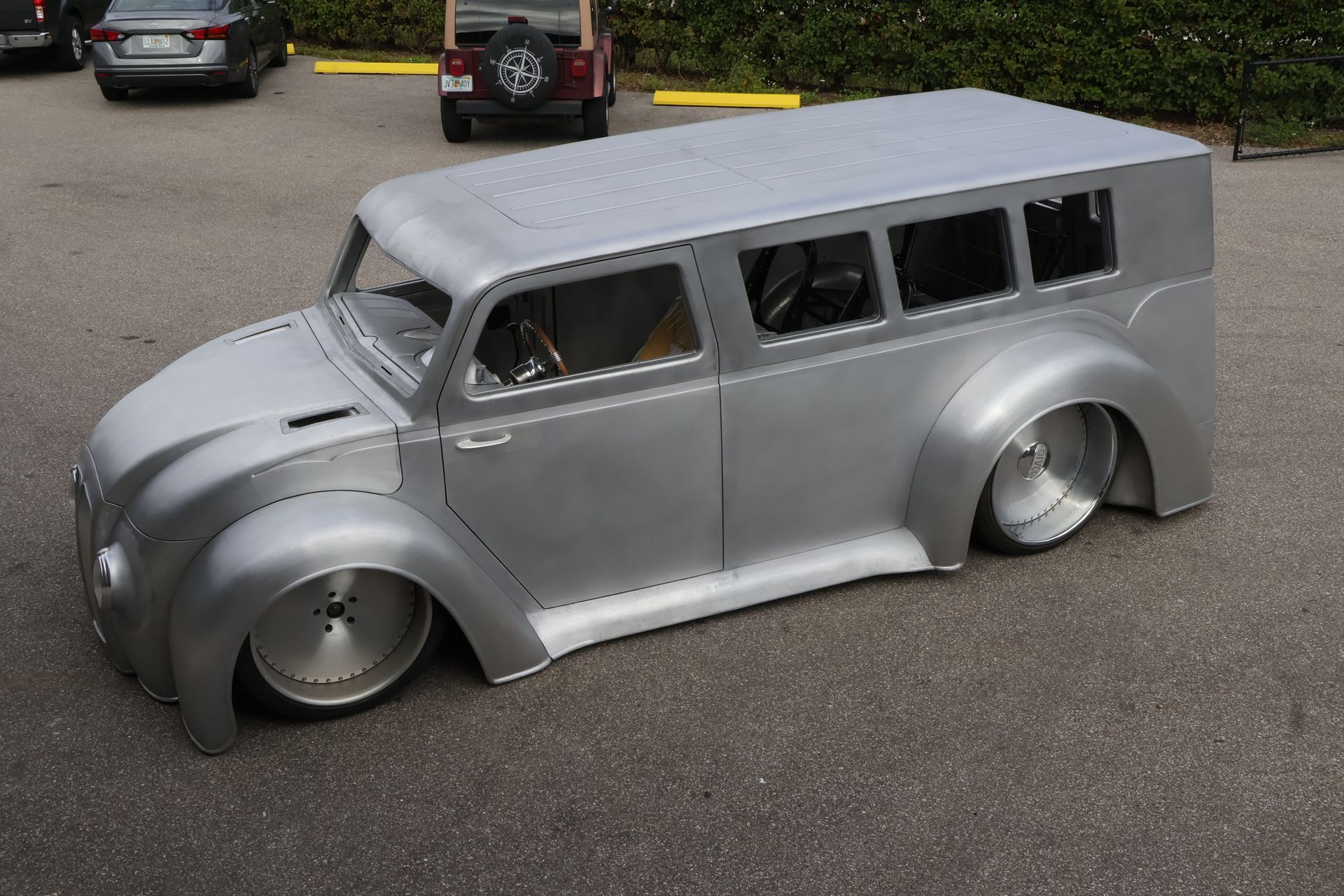 Silver custom Volkswagen Beetle 