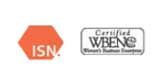 Logos for ISN and Certified WBENC (Women's Business Enterprise).