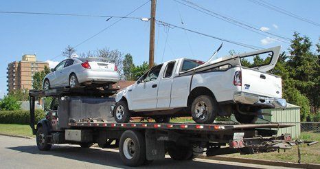 Towed damaged car