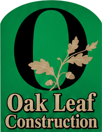 Oak Leaf Construction logo with green background, black “O,” and oak leaves above the company name