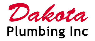 Dakota Plumbing Inc. logo in red script and black text on white background