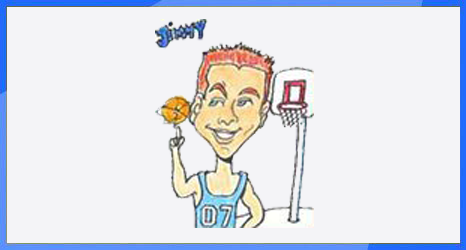 Caricature of man with basketball