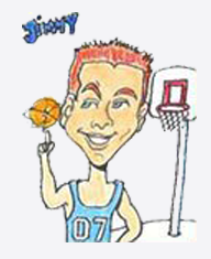 Caricature of man with basketball